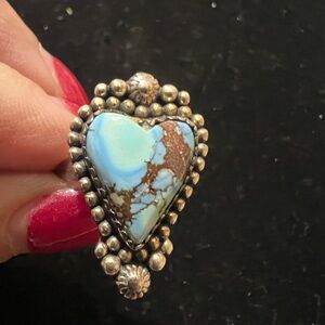 925 STERLING SILVER Heart-Shaped Turquoise Ring